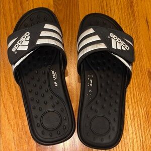 Adidas Black and White Comfort Slides